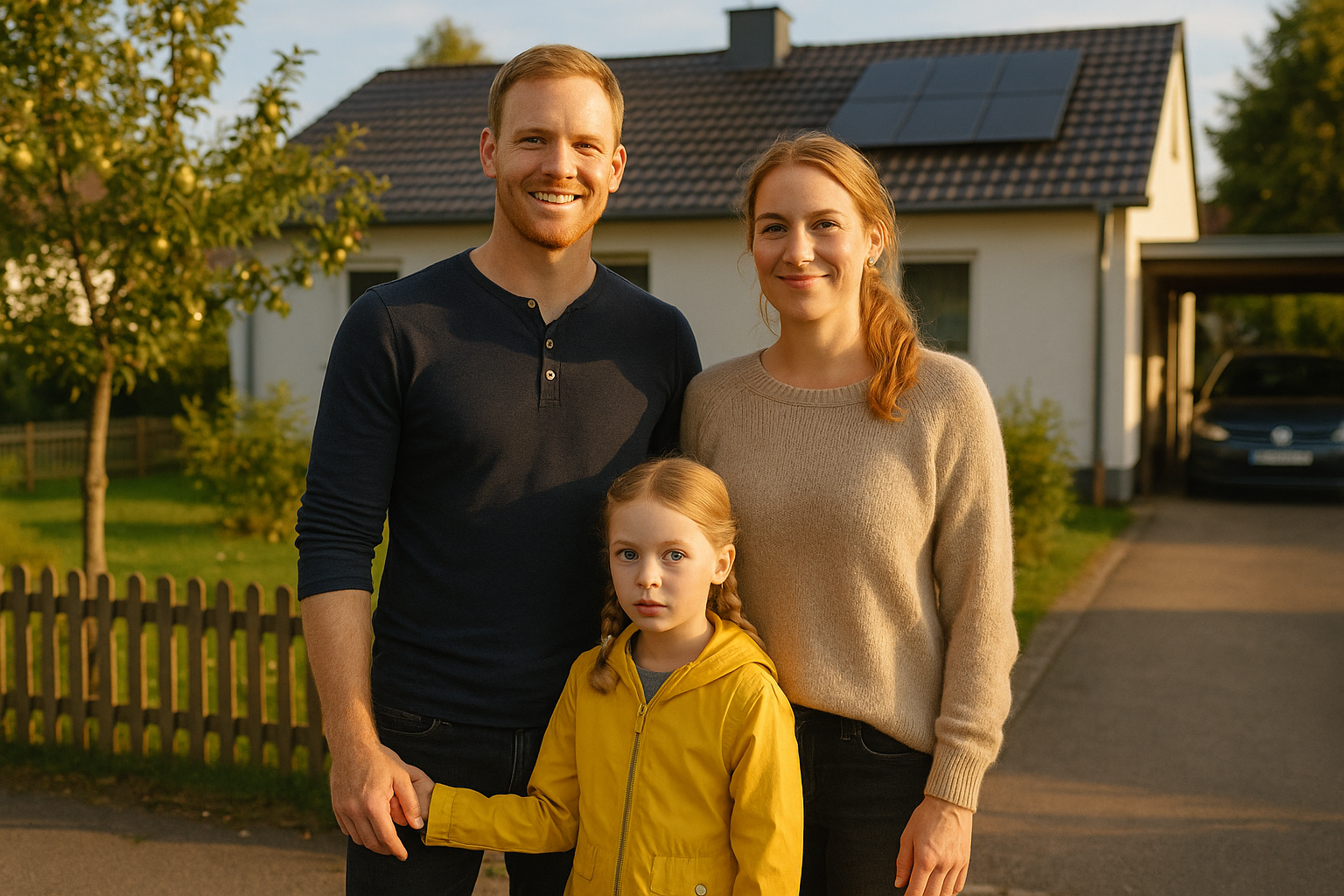 Familie Becker aus Backnang vor ihrem Haus