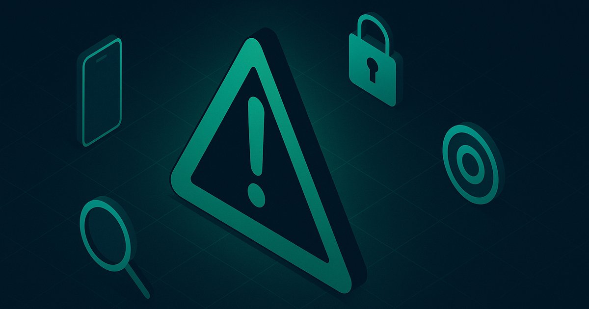 Warning triangle with five web icons — 10 trades website mistakes