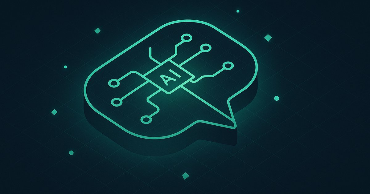 KI-Chat-Sprechblase mit Schaltkreis-Linien — Leitfaden KI-Chatbots