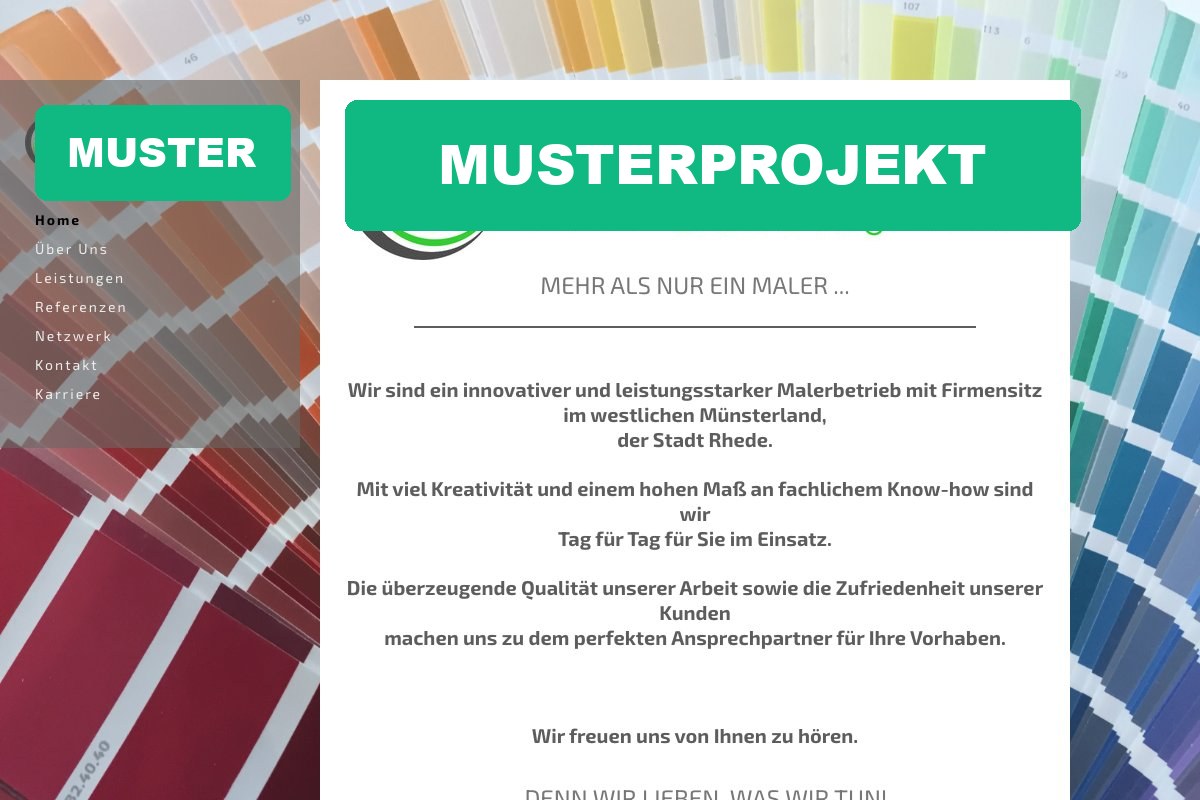 Handwerksbetrieb-Website vorher (Baukasten, Beispielprojekt)