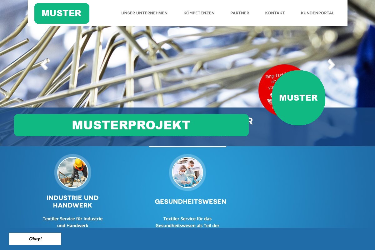 Textilservice-Website vorher (Beispielprojekt)
